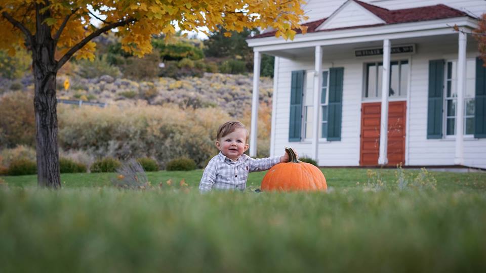 Ward at Bartley Ranch in Reno with a pumpkin.